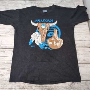 Vintage Single Stitch Oneita Arizona Steer Southwestern Aztec Graphic Shirt XL